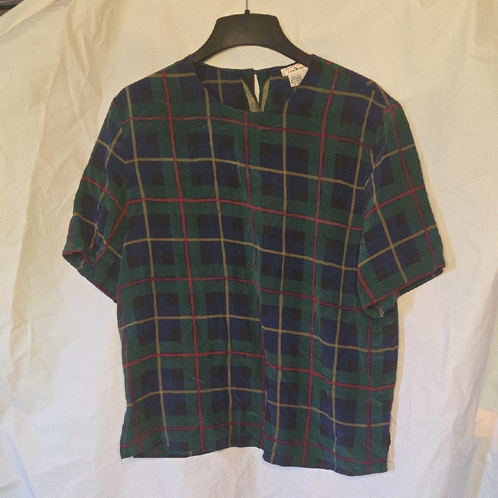 Talbots Blue and Green Silk Top